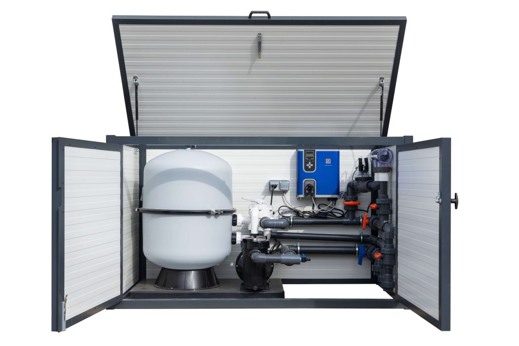 Baseino filtravimo spinta montuojama lauke