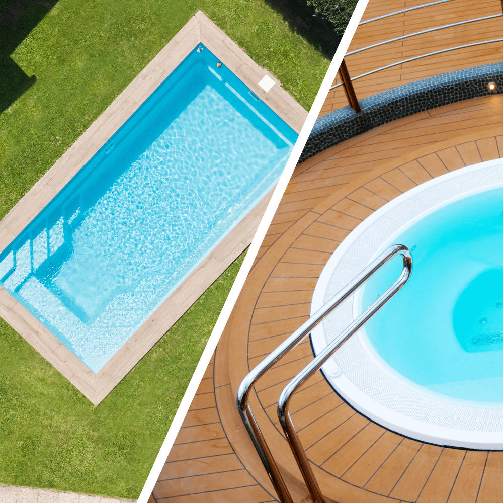 spa vonia ir baseinas žalioje pievelėje